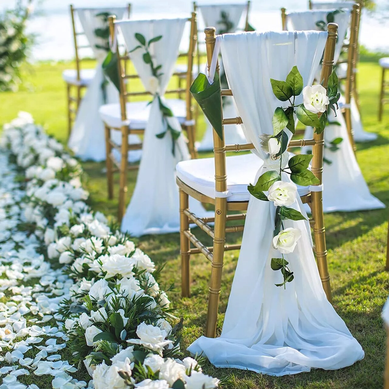 3 psc 7.5ft Fake Rose Garland Artificial Silk White Flower Vines Hanging Floral Garland